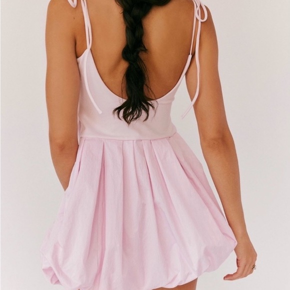 Free People Pink Genevieve Bubble Hem Mini Dress - Picture 4 of 7
